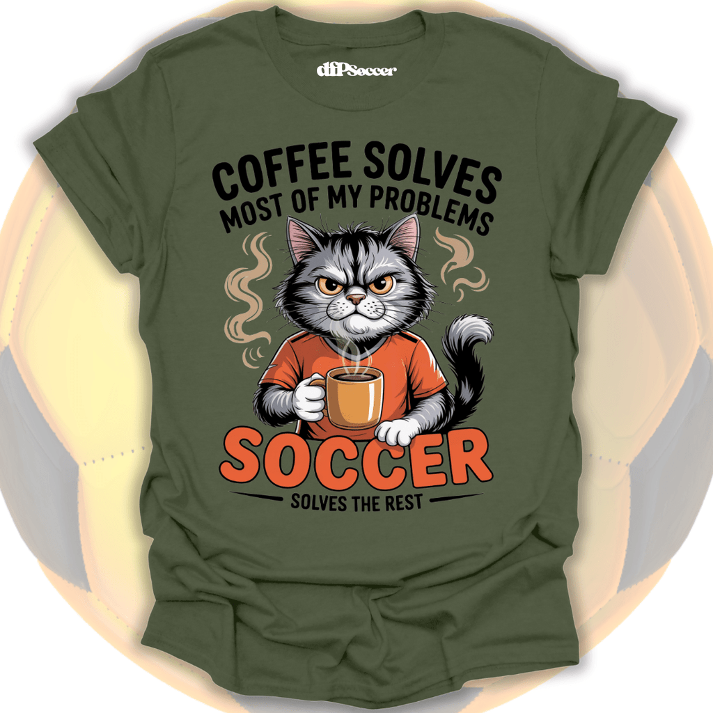 Cat Coffee Soccer T-Shirt