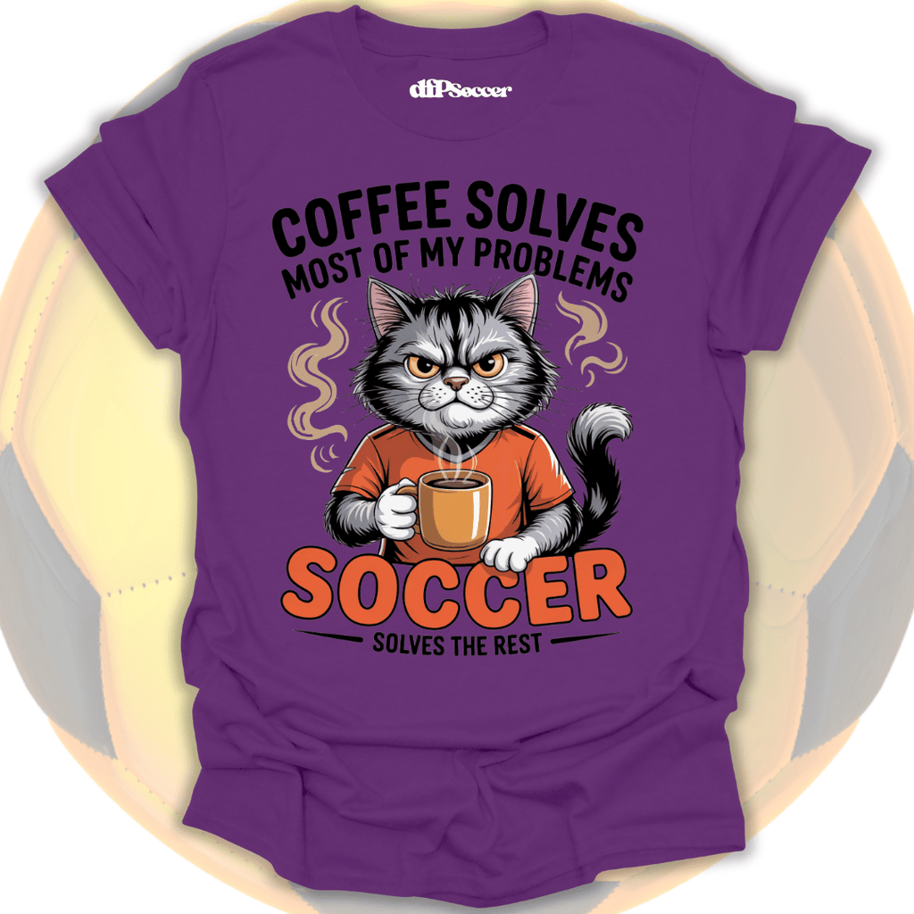 Cat Coffee Soccer T-Shirt