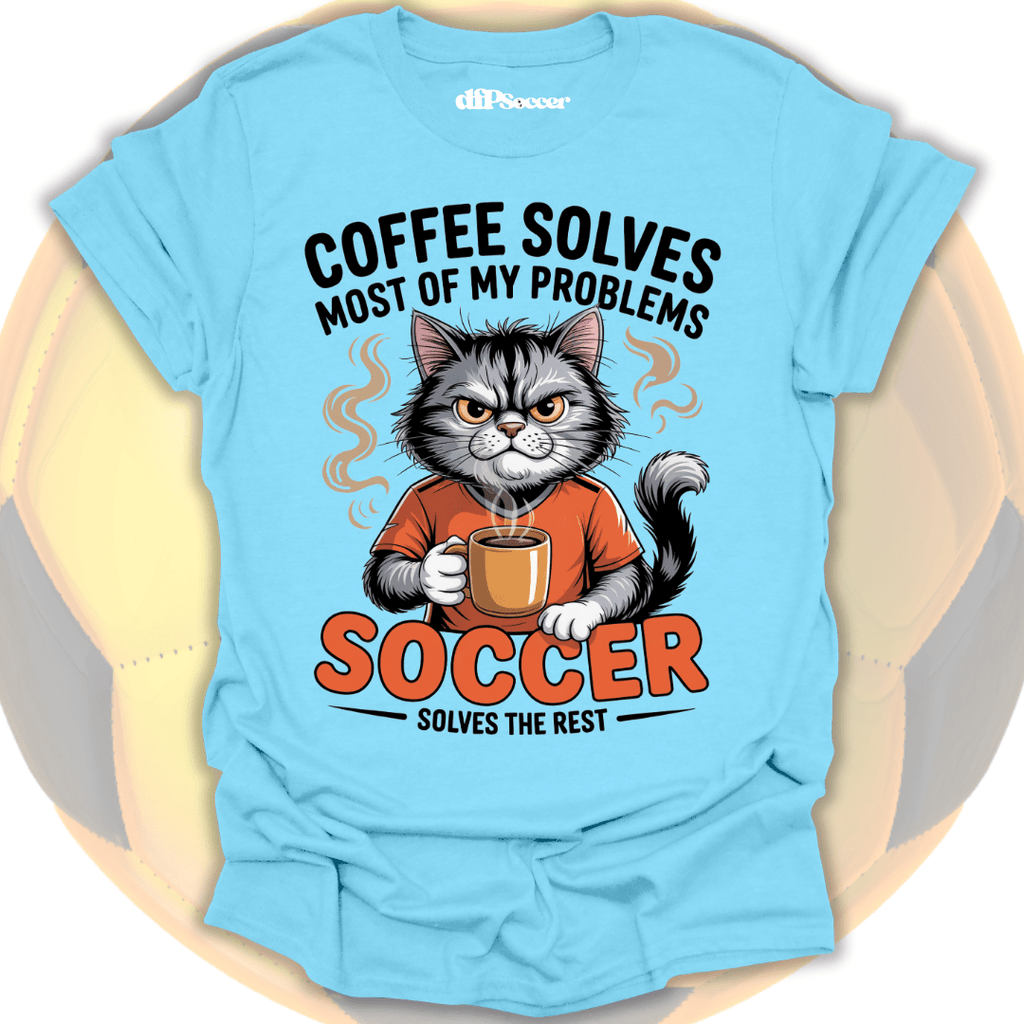 Cat Coffee Soccer T-Shirt